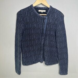 Loft Maze Chunky Knit Woven  Moto Asymmetrical Zip-up Jacket - Petite Medium